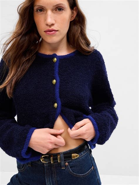 gap boucle cropped sweater jacket